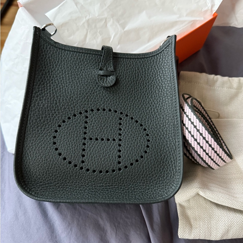 Hermes Mini Evelyne in Vert Fonce. Brand new